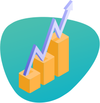 A graph with arrows showing upward growth.